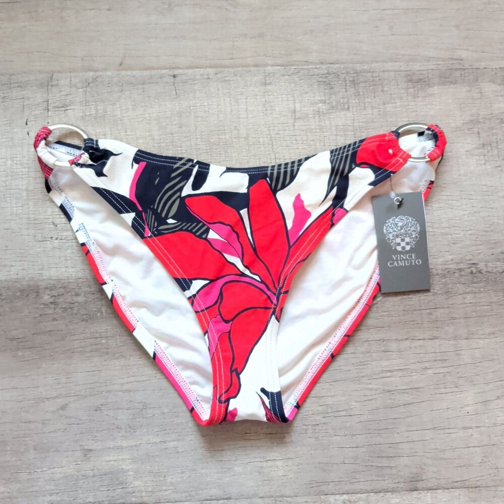 NWT Vince Camuto Swim Floral Ring Side Bikini Bottom Swimsuit Women's Size M